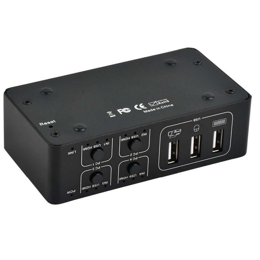 4 port 4K HDMI KVM Switch splitter box USB HDMI 1.4 KVM Switcher selector control up to 4 monitors for mac os. windows 10
