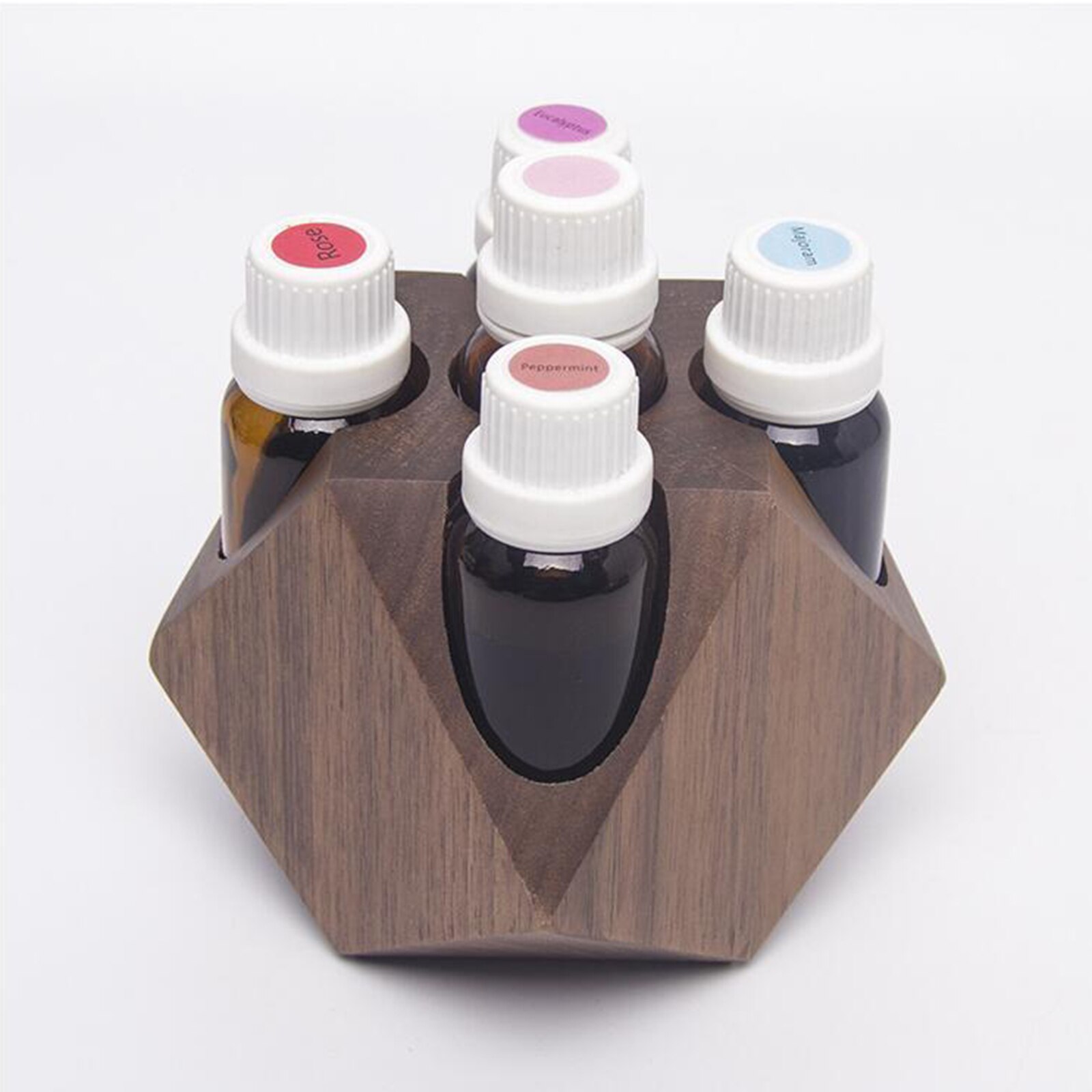 Polyhedron Display Essential Oil Rack Paint Bottle Stand Holder for Storage: Walnut