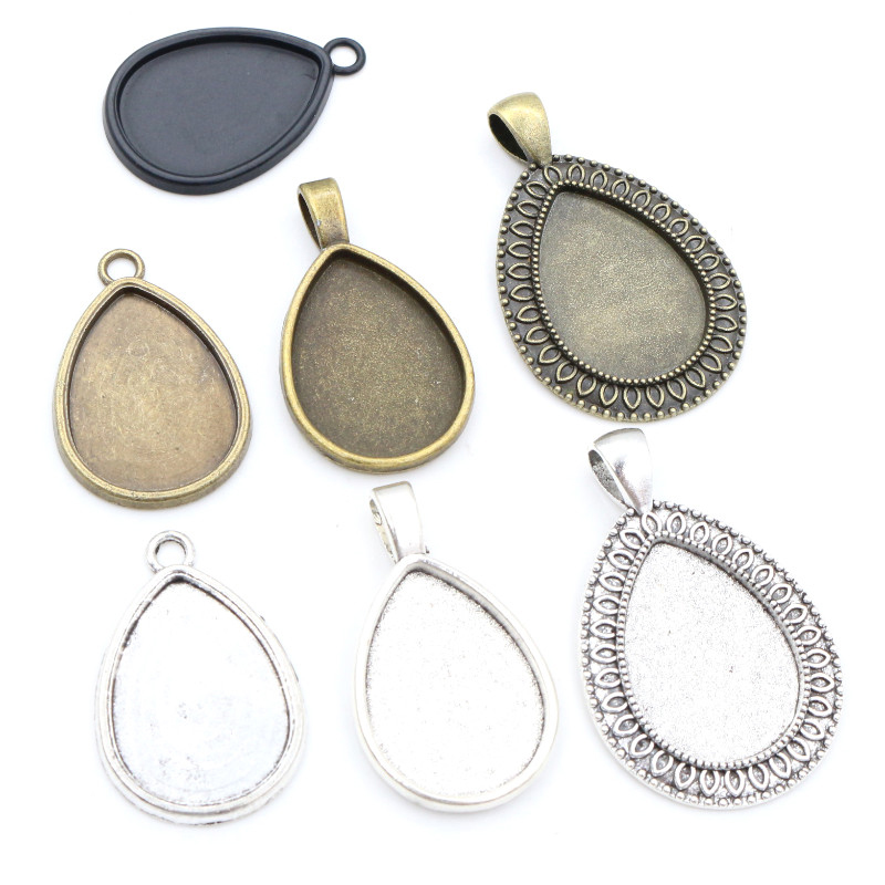 10pcs 18x25mm Inner Size 4 Colors Style Cameo Cabochon Base Setting Charms Pendant necklace findings