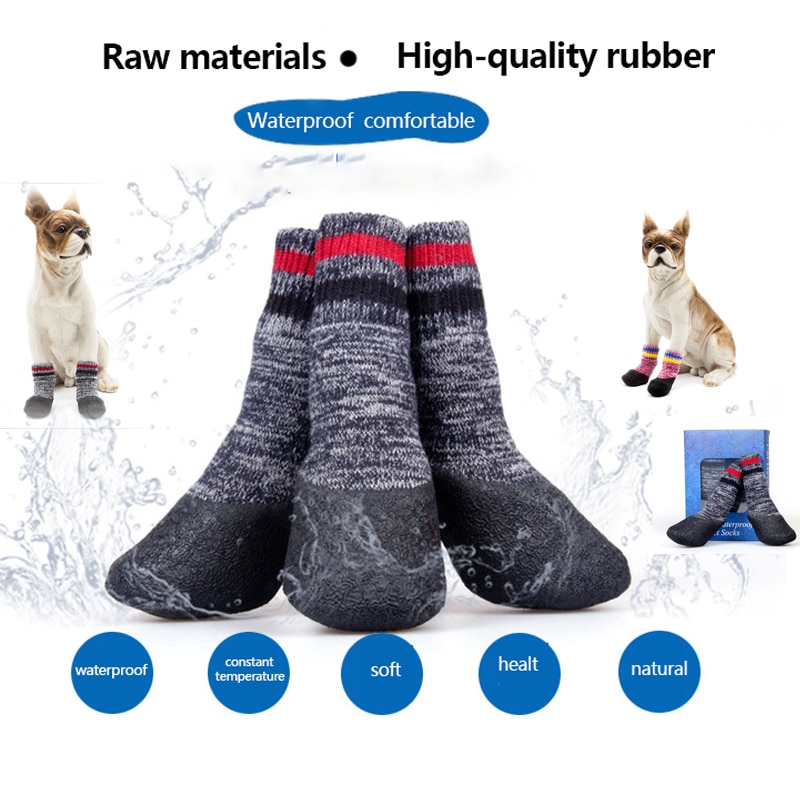 Chaussons pour animaux domestiques | Épais chauds, de chiens de grande et moyenne taille, chaussures d'extérieur imperméables, résistantes à l'usure, antidérapantes, Samoyed chiens 4/ensemble