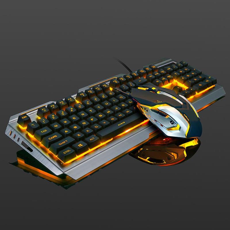 VKTECH 104 keys Gaming Mechanical Keyboard Mouse Set USB Wired Ergonomic RGB Backlight Keyboared Gaming Gamer Keyboard Mouse Set