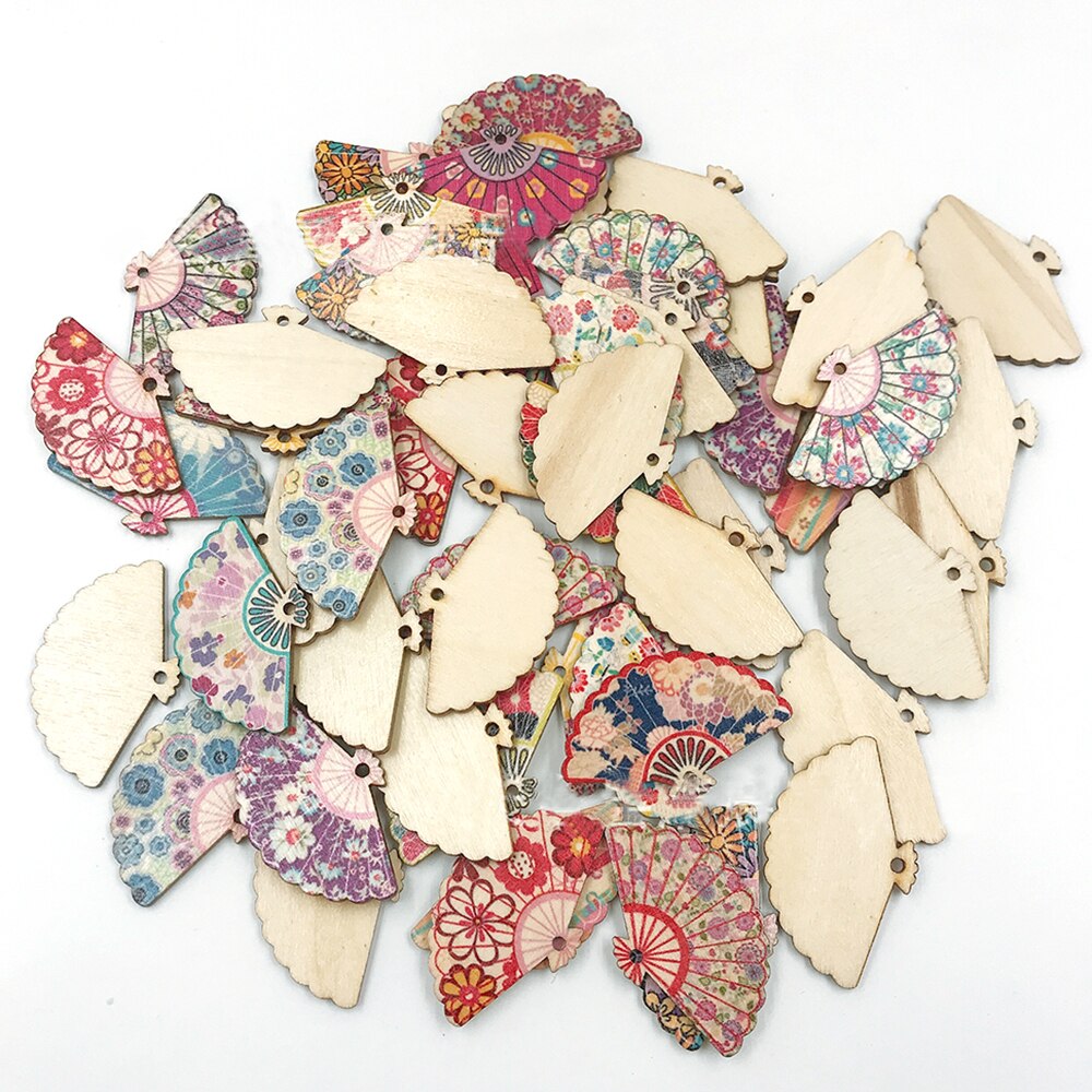 30pcs DIY Hand Fans Painting Micro Craft Fan Mini Craft For Home Wood Block Hair Ornaments Retro-ancient Wood Ornaments