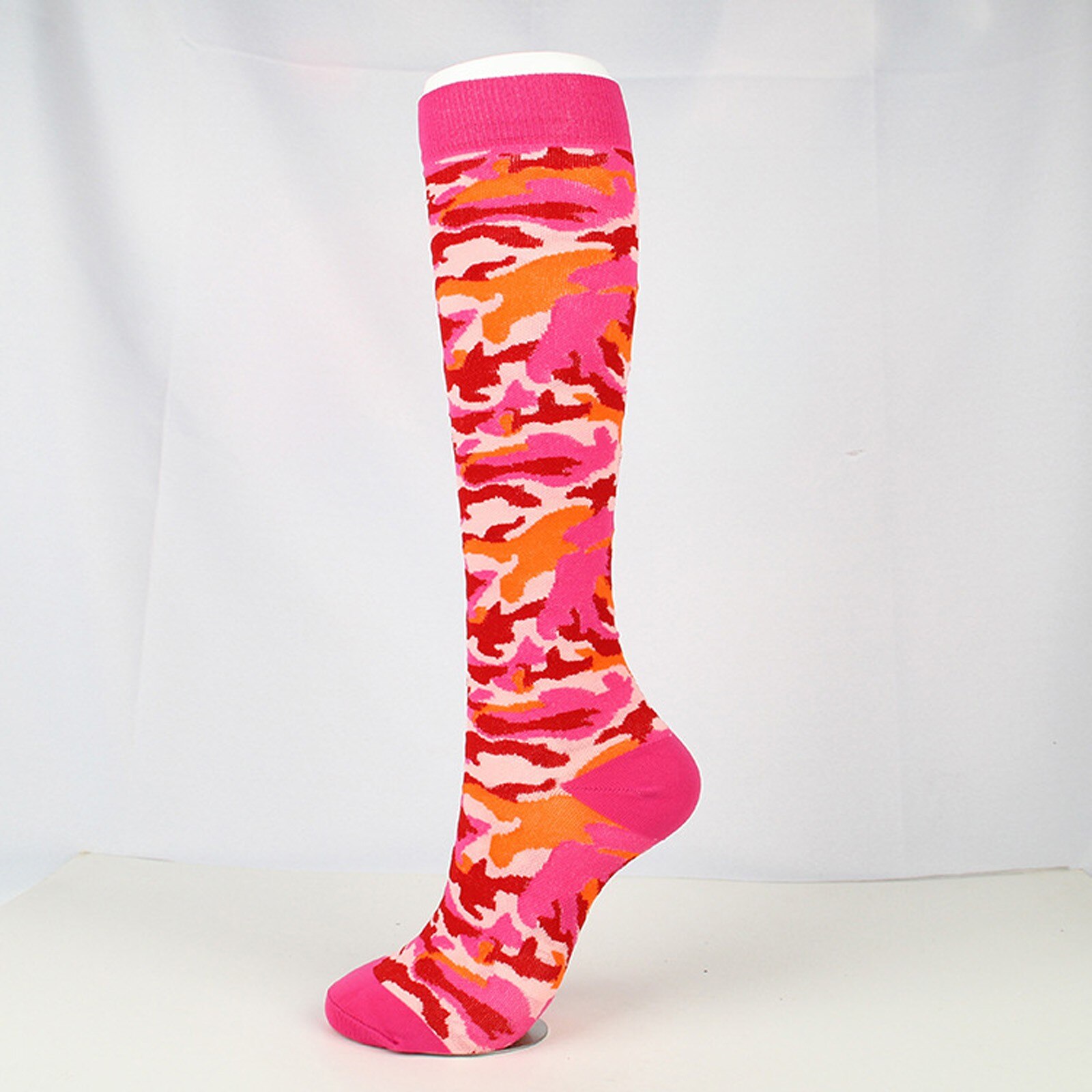 Druck Strümpfe Unisex Frauen Männer Sport Compression Socken Streifen Camouflage Druck Sport Socken: L