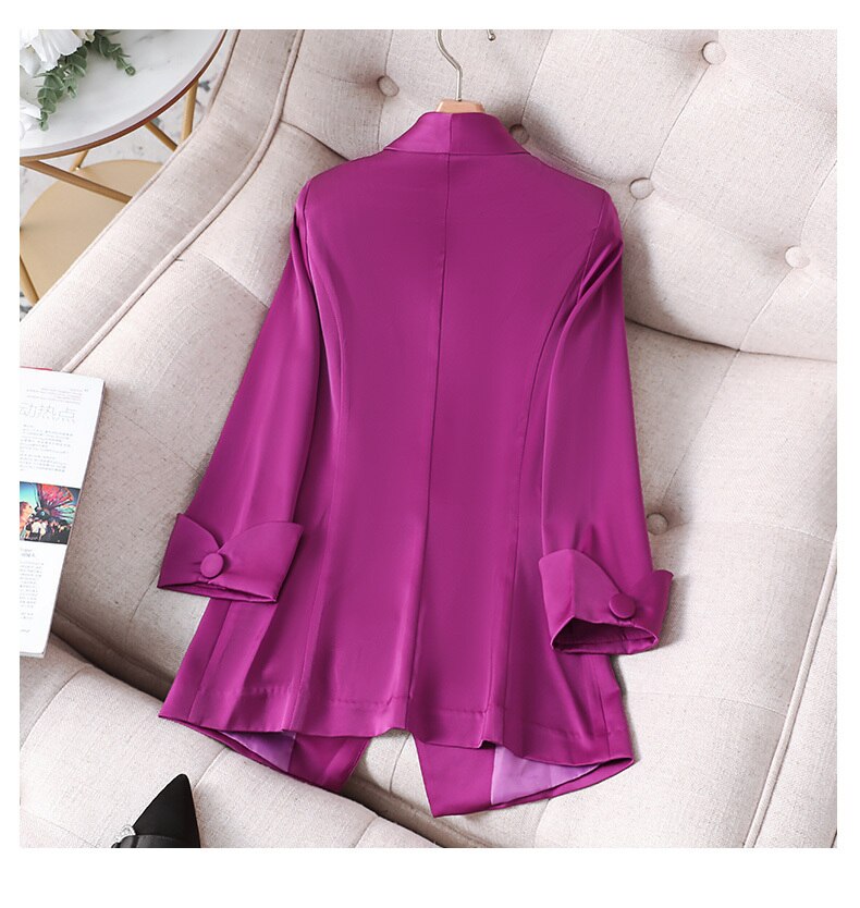 Zomer Herfst Vrouwen Broek Twee Stuk Pak Paars Blazer Jas En Broek Pak Kantoor Dragen Dames Suits Vrouwelijke sets Maat S-4XL