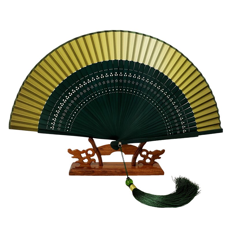 Edo japansk stil foldevifte kimono vifte i japansk stil ægte silke kvindelig vifte lille blomst udskåret gradient blank vifte gylden