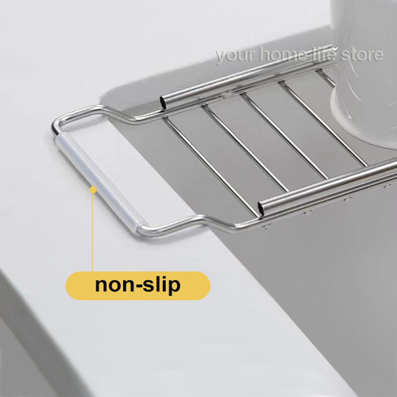 Abflussregal, erweiterbar über der Spüle, Spülbeckenregal aus Edelstahl 304, Spülbecher, Seife, Schwamm, Lappen, Aufbewahrungshalter für Küchenorganisator