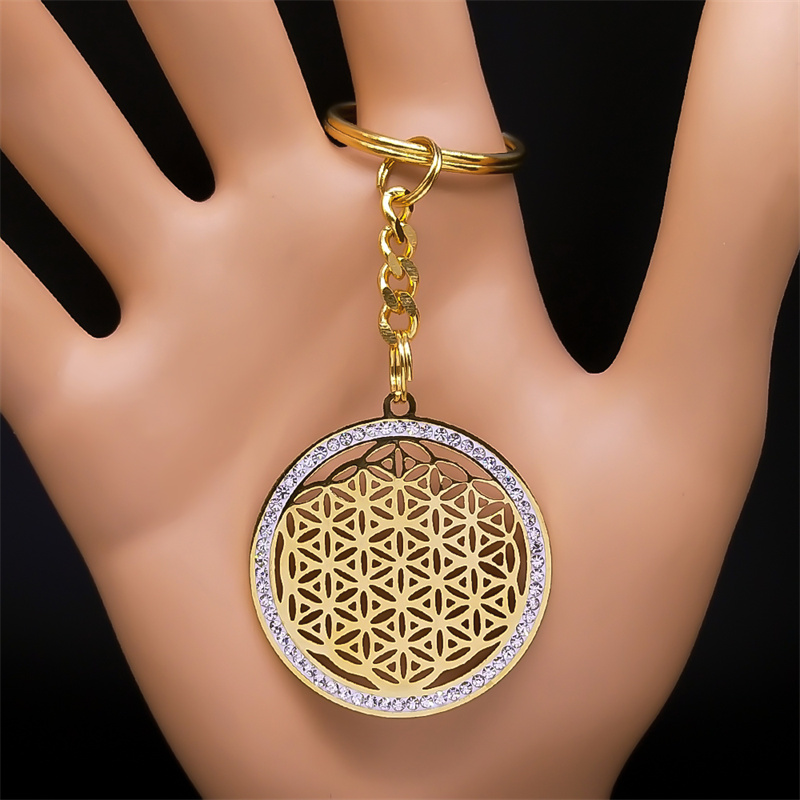 Blume des Lebens Edelstahl Kristall Anhänger Halskette Metatron Heilige Geometrie Symbol Halskette Schmuck Schmuckstück femme N4833S02: Silber überzogen