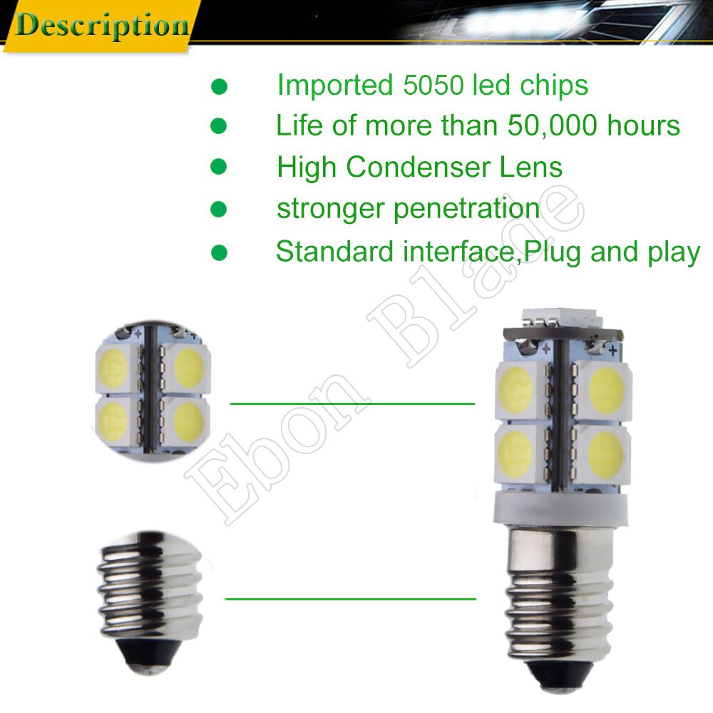 Pair E10 Screw LED Bulbs For Focus Flashlight Replacement Bulb 3V 6V 12V 24V DC 1447 Torch Work Light Lamp 9SMD 5050 Warm/White