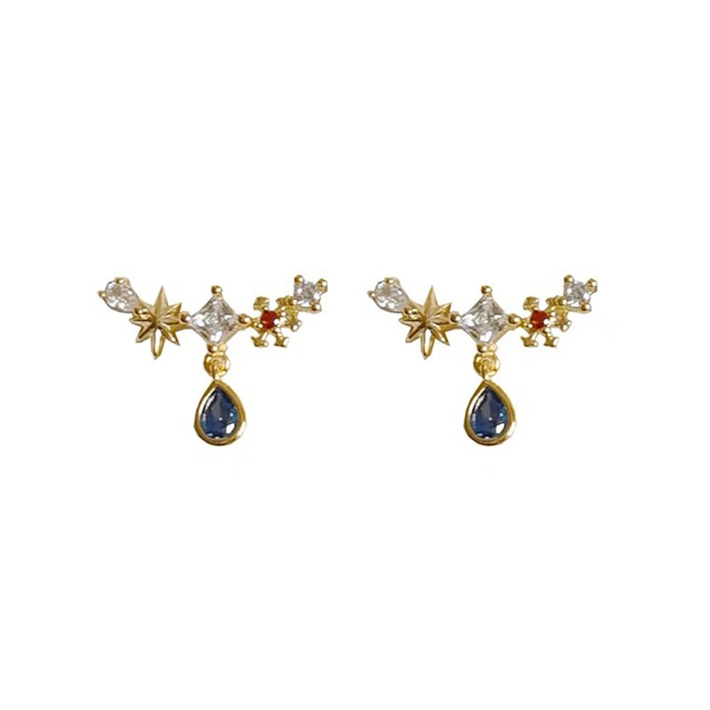 Boucles d'oreilles géométriques simples en cristal brillant pour femmes, goutte d'eau, bijoux fins multicolores,