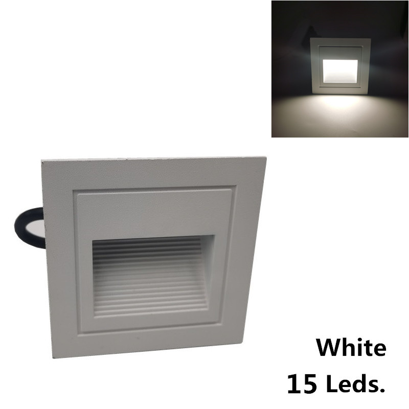 Led-trappelys til terrasse 15 led'er  ip65 vandtæt nedgravet lampe indbygget trappe lys til stueetage have landskab væg udendørs: Hvid