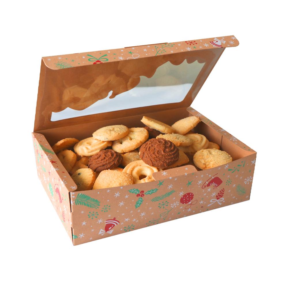 Ourwarm 12/24Pcs Kraftpapier Kerst Cookie Dozen Met Clear Window 22*15*7Cm nieuwjaar Gunsten Dozen Voor Cookies Treats
