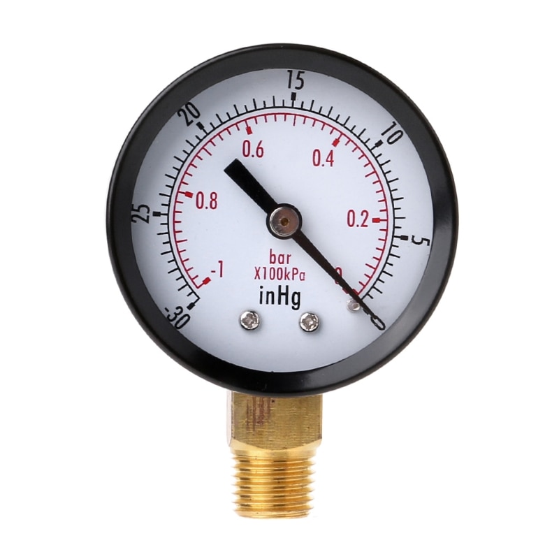 Vacuum Pressure Gauge Mini Dial Air Pressure Meter Double Scale BAR inHg 1/4"NPT63HF