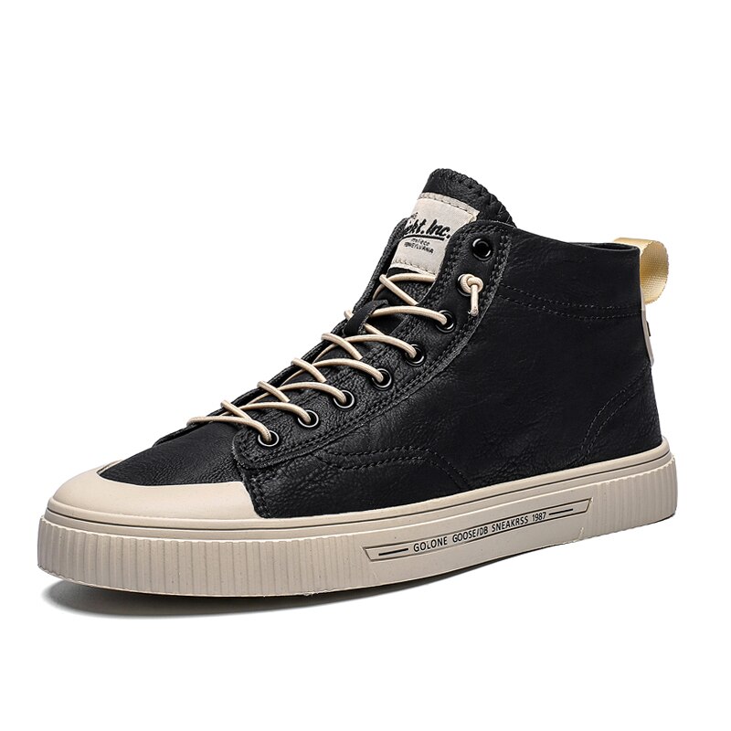 Canvas skor herr och dam sneakers höga klassiska skateboard skor: Svart / 7