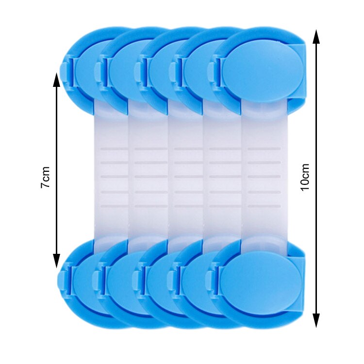5 Stks/partij Baby Ladeblokkering Kinderen Beveiliging Kind Lade Deur Sloten Kabinet Kast Veiligheid Kids Sloten Voor Garderobe: Blue 5pcs Plastic