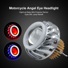 Auto Motorfiets 1200LM Koplamp Led Angel Devil Eyes Koplampen Projector Lens Hoge/Dimlicht Strobe Spotlight Drl Dual Halo lamp