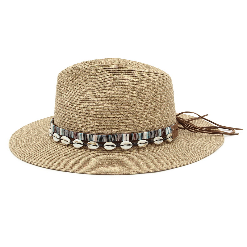 2022 Shell Kwasten Cowgirl Zomer Hoed Papieren Hoed Voor Vrouwen Mannen Western Cowboy Strooien Hoed Dame Trendy Geweven Zonnehoed strand Cap