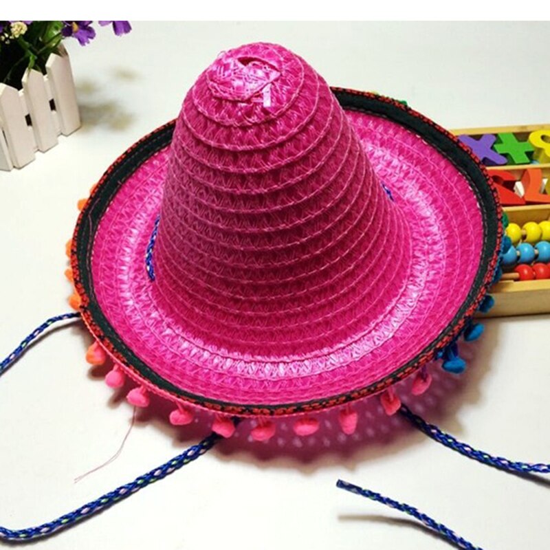 Summer Kids Mexican Straw Hats Sombrero Party Festive Spanish Hat Child Costume Accessory L3