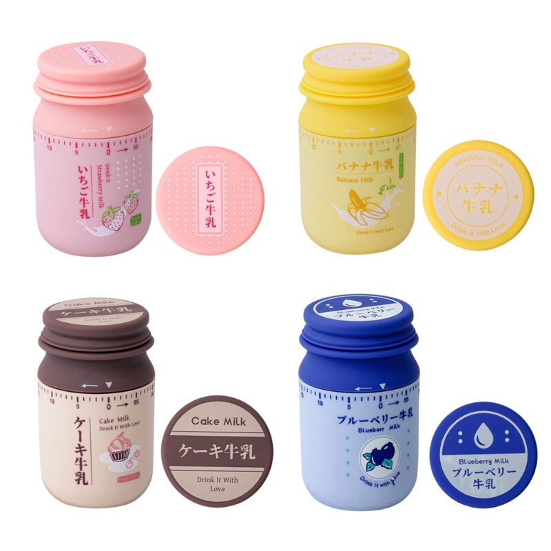 Japanese Milk Bottle Shaped Kitchen Timer 60 Minutes Mechanical Wind-Up Time Manager Studying Countdown Reminder Bell