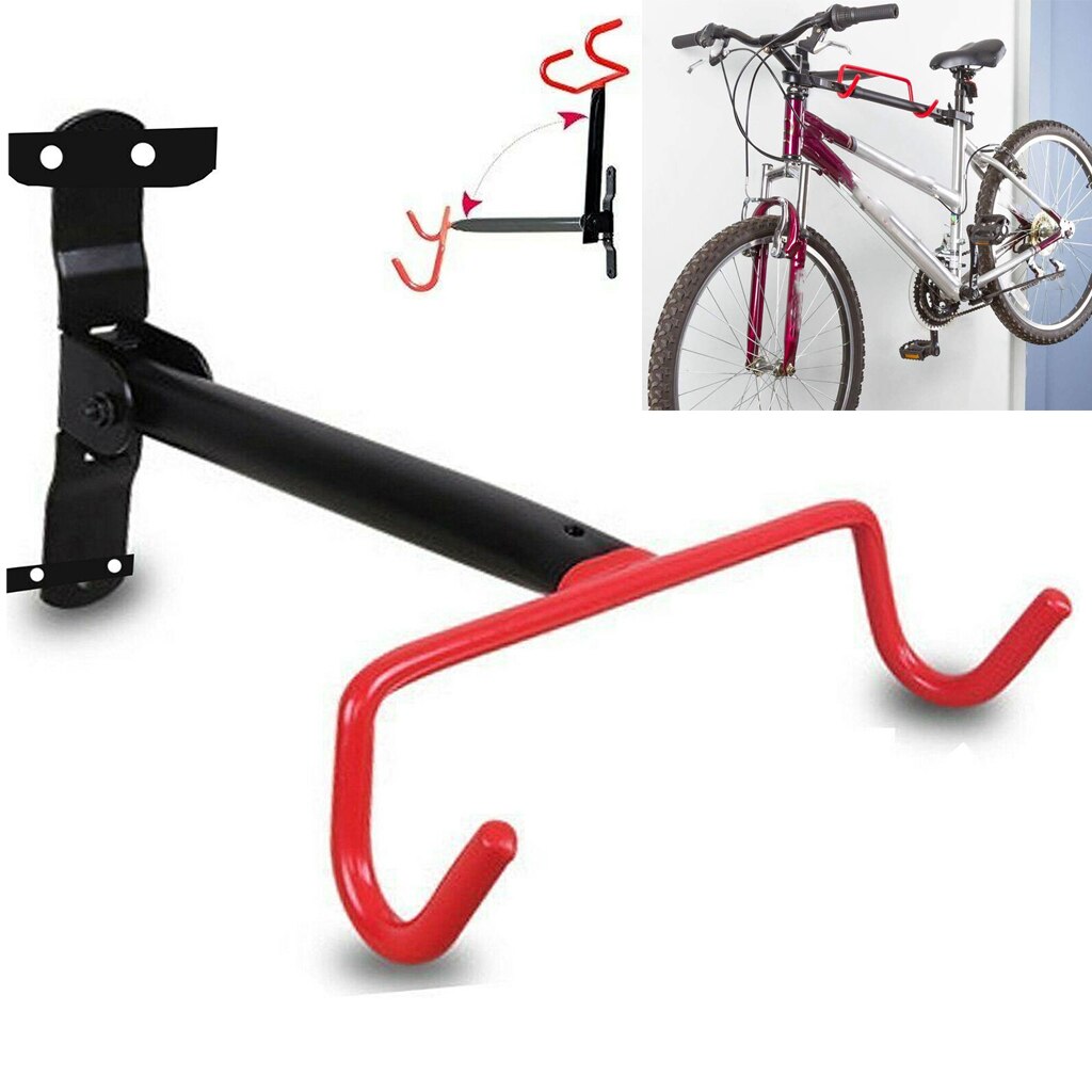 Bike Wall Mount Rack Storage Hanger Foldable Bicycle Holder Hook Bracket Folding Rubber Coated Space Saving Garage Bike Hook