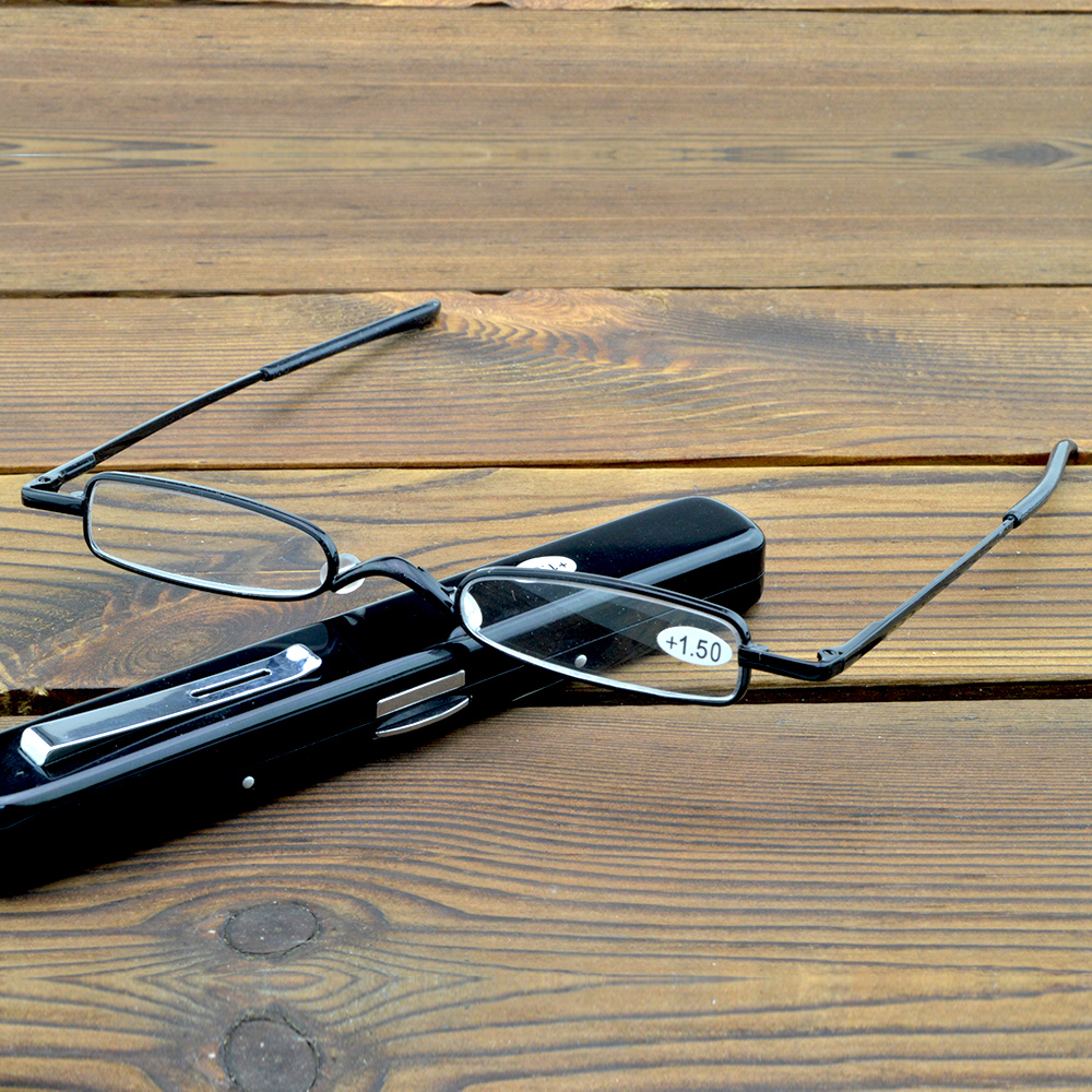 Alloy Super Narrow Portable Reading Glasses Include Metal Portable Pen Type Glasses Case +0.75 +1 +1.25 +1.5 +1.75 To +4