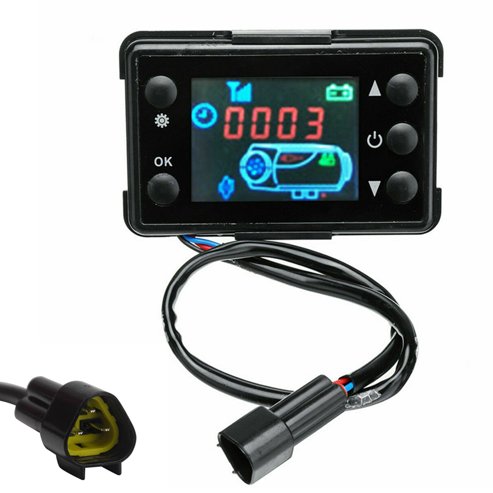 12v/24v lcd display termostat monitor switch + fjernbetjening tilbehør til 5kw/8kw bilvarmer bil parkering dieselvarmer: Sort digital switch