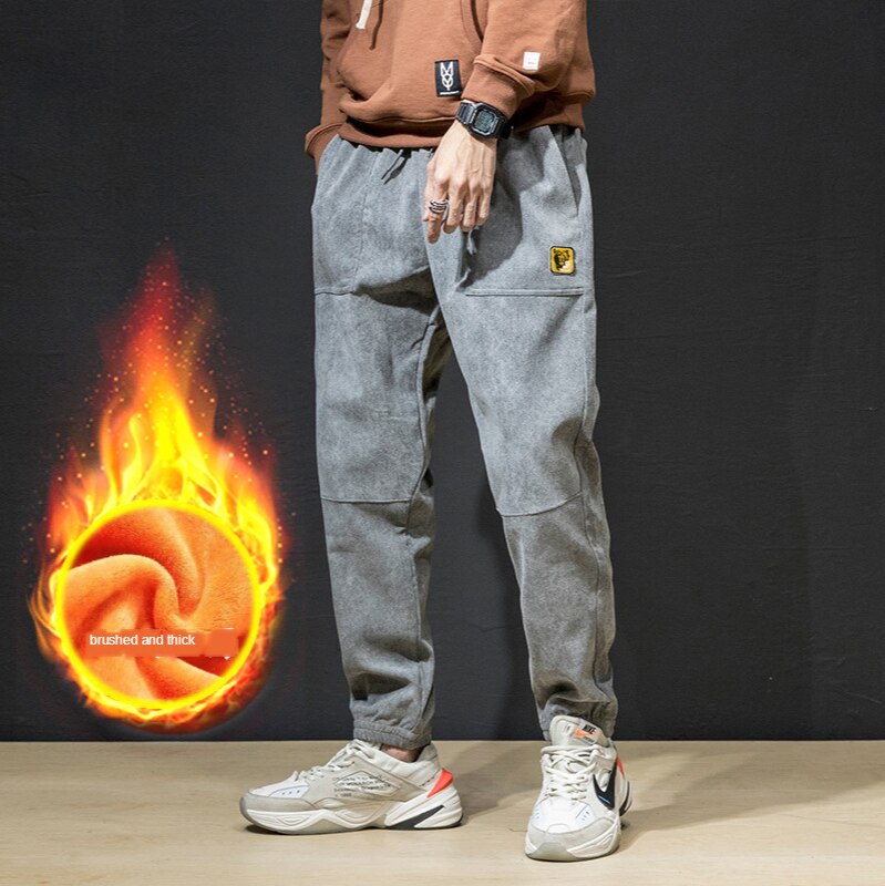 Automne et hiver chaussures de sport pour hommes pantalons décontractés pantalons en vrac mince jambe sarouel velours côtelé neuf pieds pantalons pour hommes