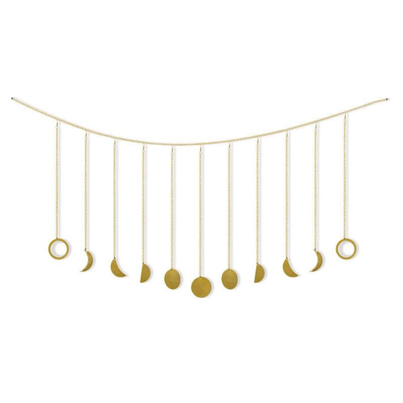 Métal rond pièce soleil lune étoile forme suspendus décoration Photo Blackgroud mur décor à la maison planète décoration: style 3