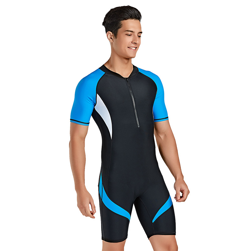 Shorty Rash Guard Men Lycra Short Sleeves Wet Suits Front Zip Dive Skin Shorty Surf Suit for Snorkeling Kayaking Boarding