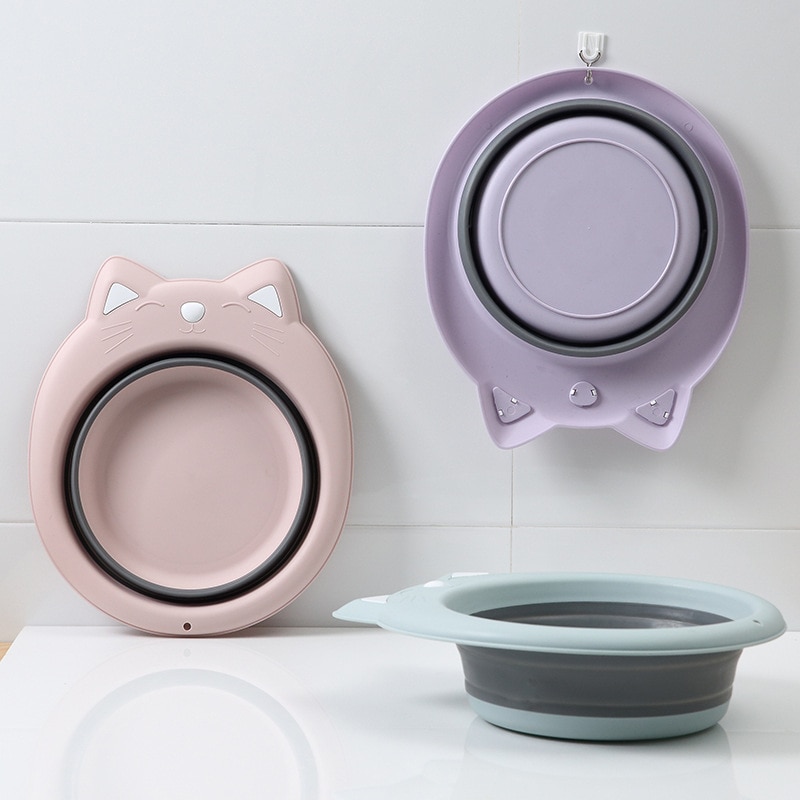 Lavabo Portable pliable en forme de chat, 1 pièce, Adorable lavabo pliant, dessin animé