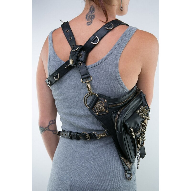 Stoom Punk Motor Tas Enkele Schouder Tas Vrouwen Mobiele Telefoon Taille Zakken Accessoires