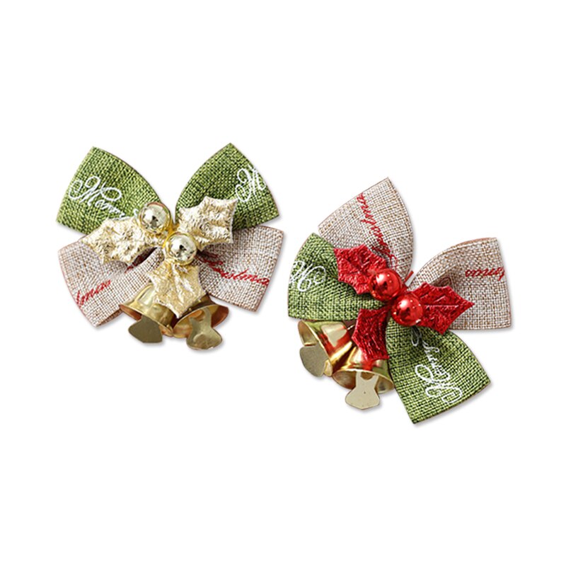 Kerstboom Mini Bows Bells Hanger Diy Bruiloft Verjaardag Party Decor Accessoires Handgemaakte Bowknots Kerst Ornamenten