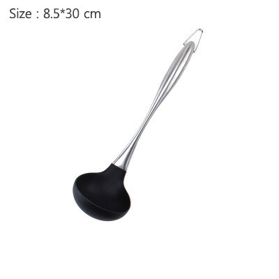 Kitchenware 304 Stainless Steel Hollow Handle Silicone Non-Stick Spatula Spoon Spoon Fence Shovel Kitchen Set Of Four: Black-2