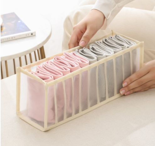 Underwear Bra Organizer Storage Box Drawer Closet Organizers Divider Boxes For Underwear Scarves Socks Bra: white-11grids