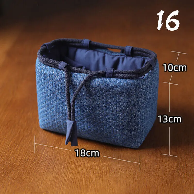 Teacup Bag Portable Travel Tea Set Storage Bag Tea Pots Four Or Six Cups Large Cloth Bag Outdoor Organizer Denim Organizer: SKY BLUE