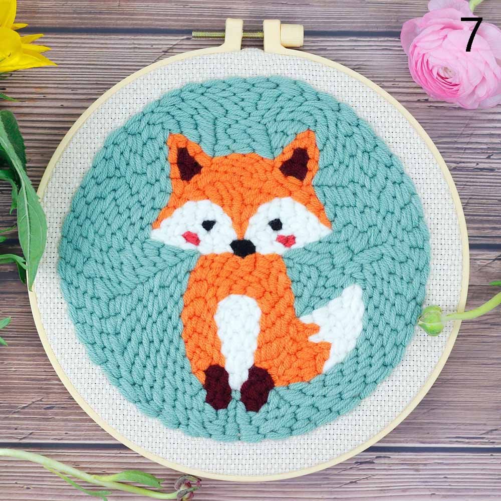 Punch Needle Embroidery Kit with Yarn for Beginners Easy Embroidery DIY Needlework Work Home Decor Cartoon Animal Embroidery: 7