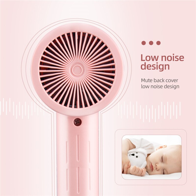 CkeyiN-secador de pelo potente, compacto, ligero, 500W, de secado rápido, de poco ruido, para viaje