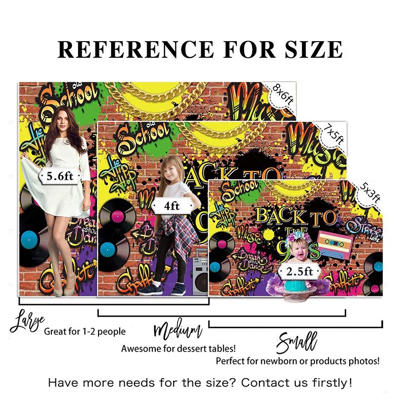 90’S Backdrop Hip Hop Graffiti Brick Wall Retro Radio Photography Background Back to The 90’S Themed Party Banner Decor