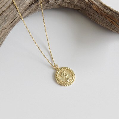 Stile coreano S925 sterlina d'argento Elizabeth Ritratto Del Pendente Della Moneta Breve Clavicola Collana di Fascino in Argento delle Donne