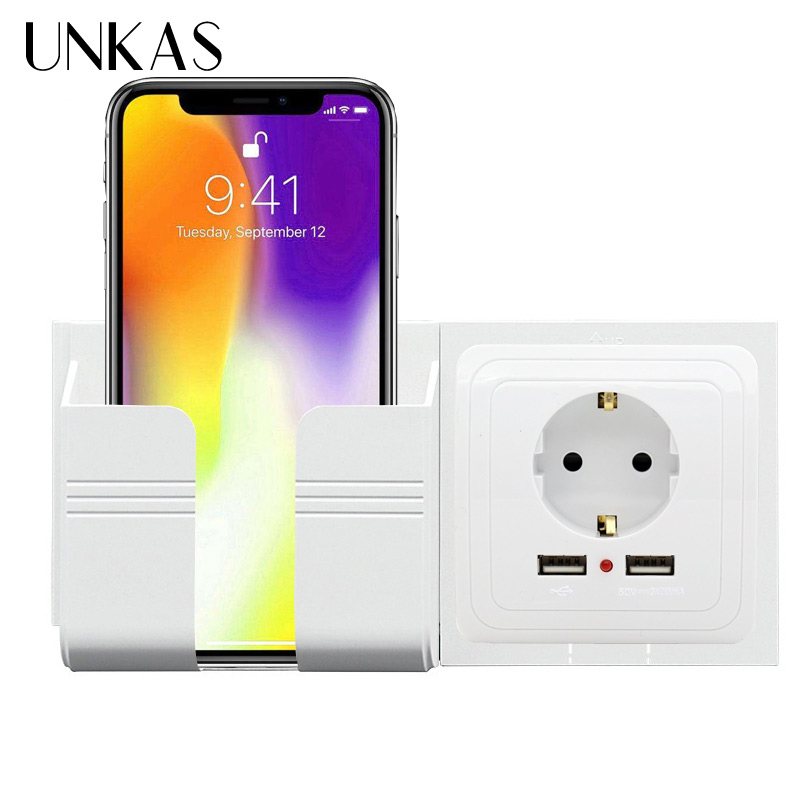 Unkas Stopcontact Houder Smartphone Accessoires Stand Ondersteuning Voor Mobiele Telefoon Apple Samsung Huawei