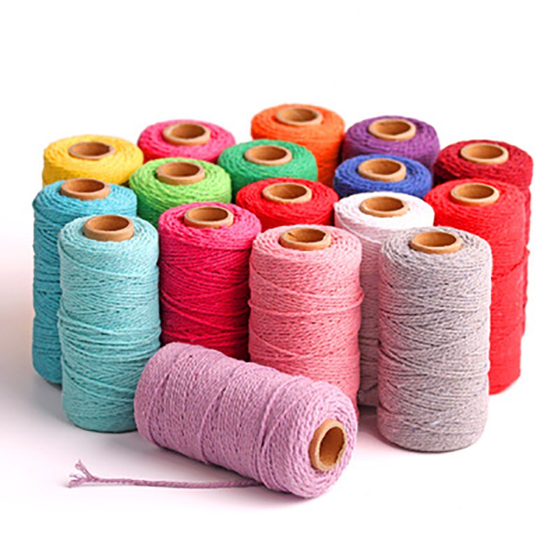 Touw Twisted Cord Kleurrijke Koord Katoenen Draad Diy Party Bruiloft Decoratie Handgemaakte Craft Home Textiel 100M Macrame Koord
