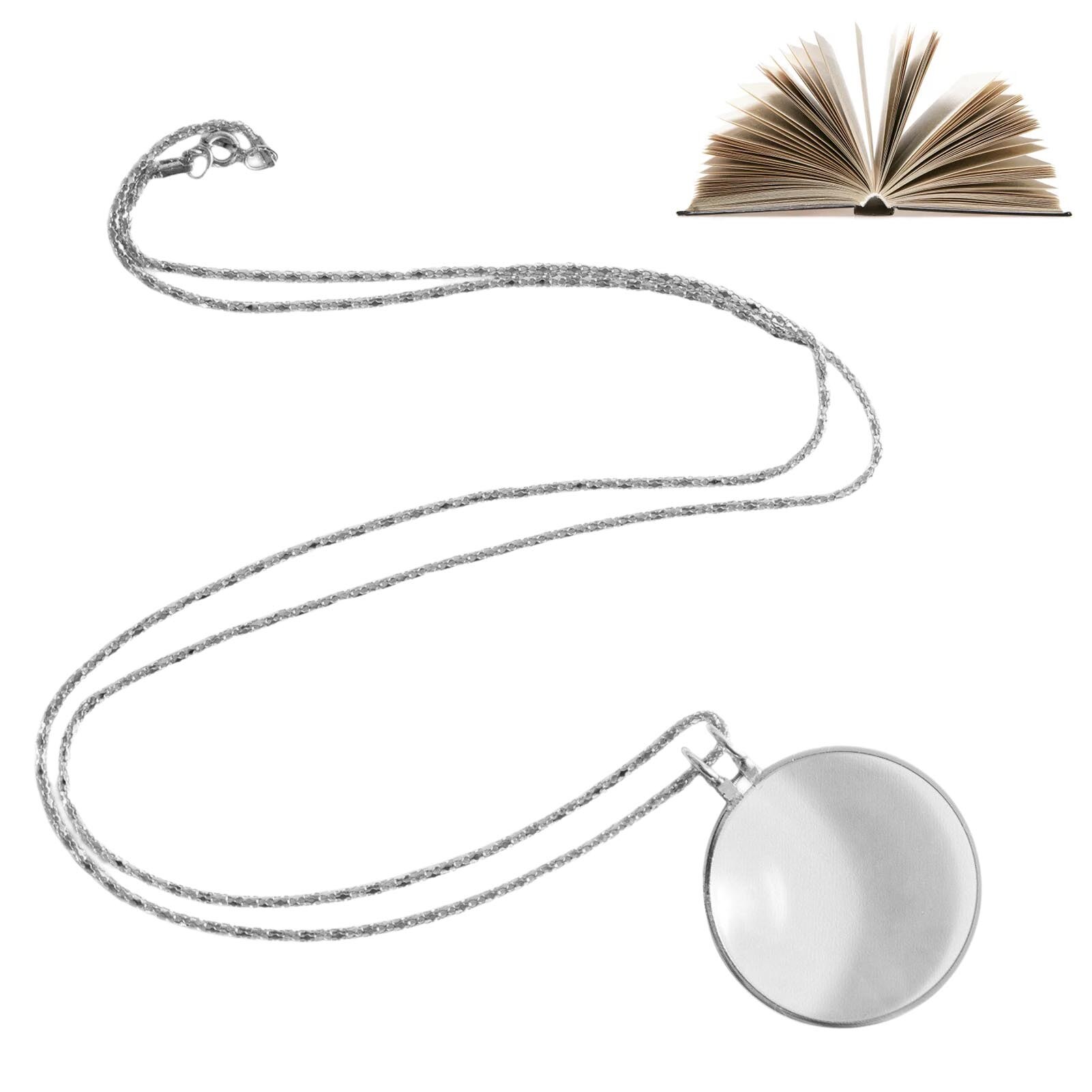 Collar monóculo decorativo con lupa 5x, colgante de lupa, cadena de oro y plata para mujer, joyería, para madre: Silver