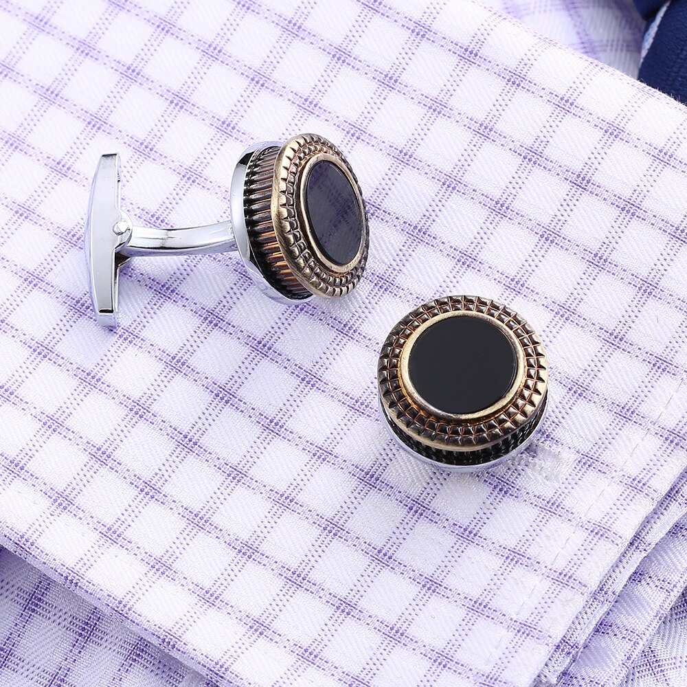 Cufflinks High-grade Men Unisex Business Banquet Daily Dress Shirts Accessories Retro Round Copper French Cuff Links