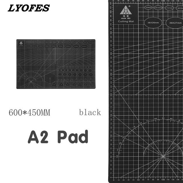 60 * 45cm A2 Cutting Board Grid Line Self-healing Cutting Board Craft Card Multi-color Double-sided Desktop Cutting Pad: black