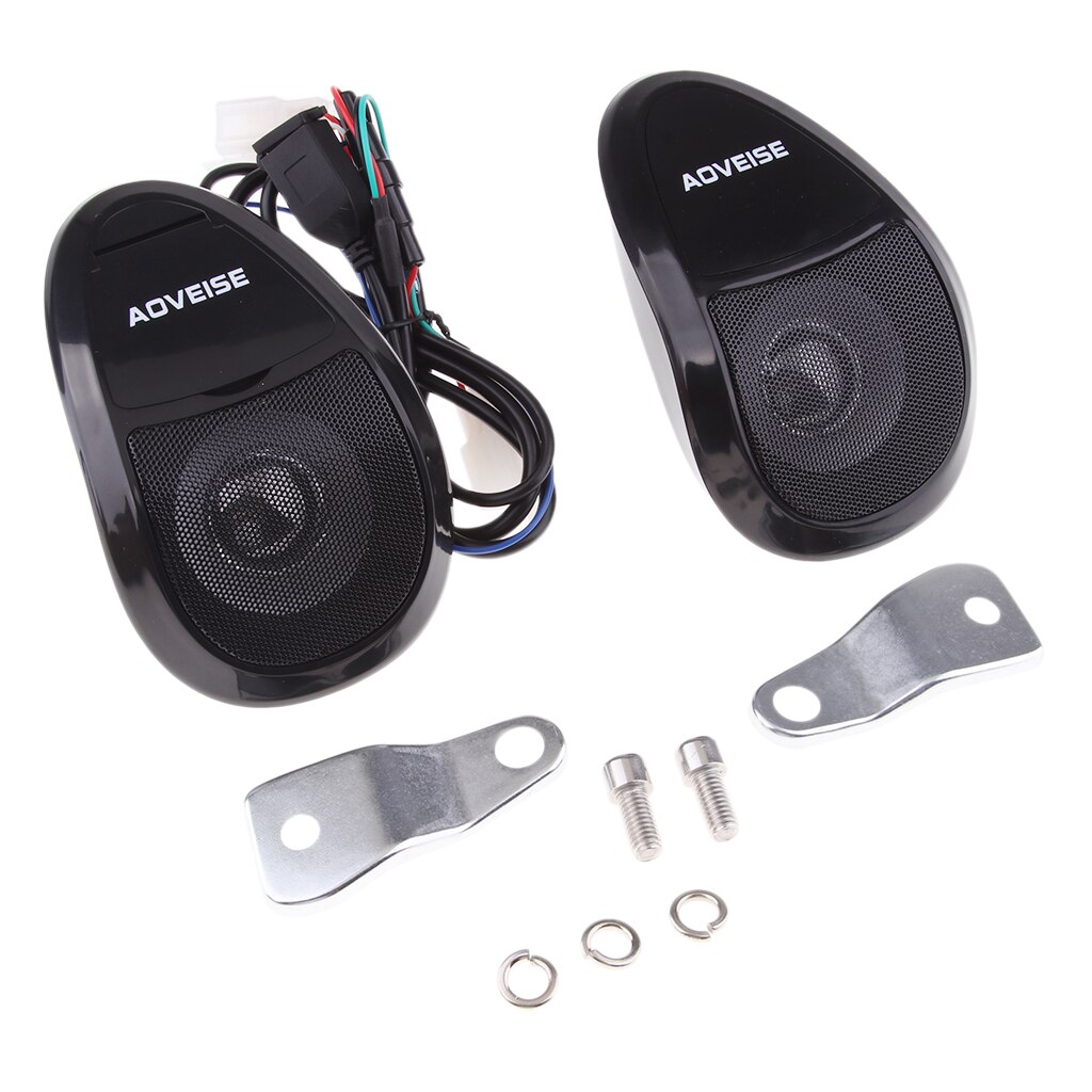 Motorcykel bluetooth højttalere med fm radio antenne, vandtæt motorcykel stereo radio systemer håndtagarmmonteret , 2 farver: Sort