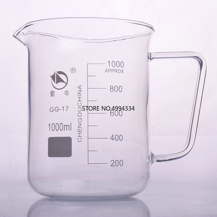 1Pc/ 500 1000 2000ml Glass beaker with handle for Chemistry Glassware