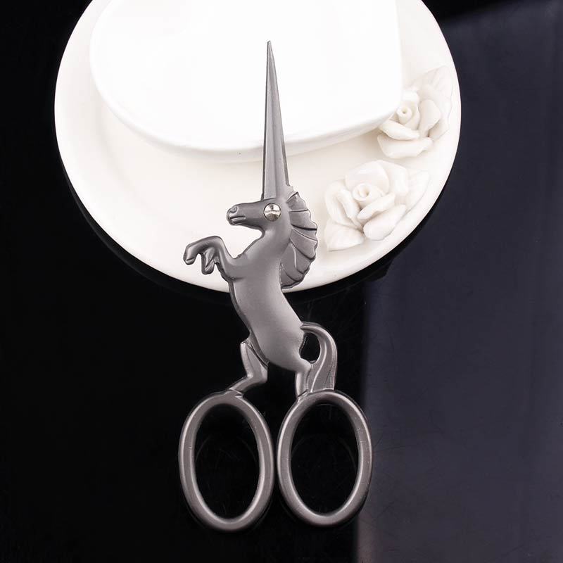 Artesanías Retro unicornio tijeras de coser europeas para el arte del bordado Cruz artesanía Sastre tijeras de bordado DIY: JD0101