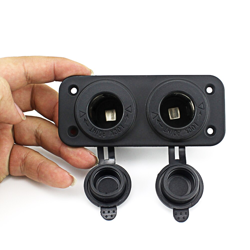 12V Waterdichte Motor Auto Boot Dual Gaten Sigarettenaansteker Voeding Stopcontact Adapter Plug (Zwart) A20