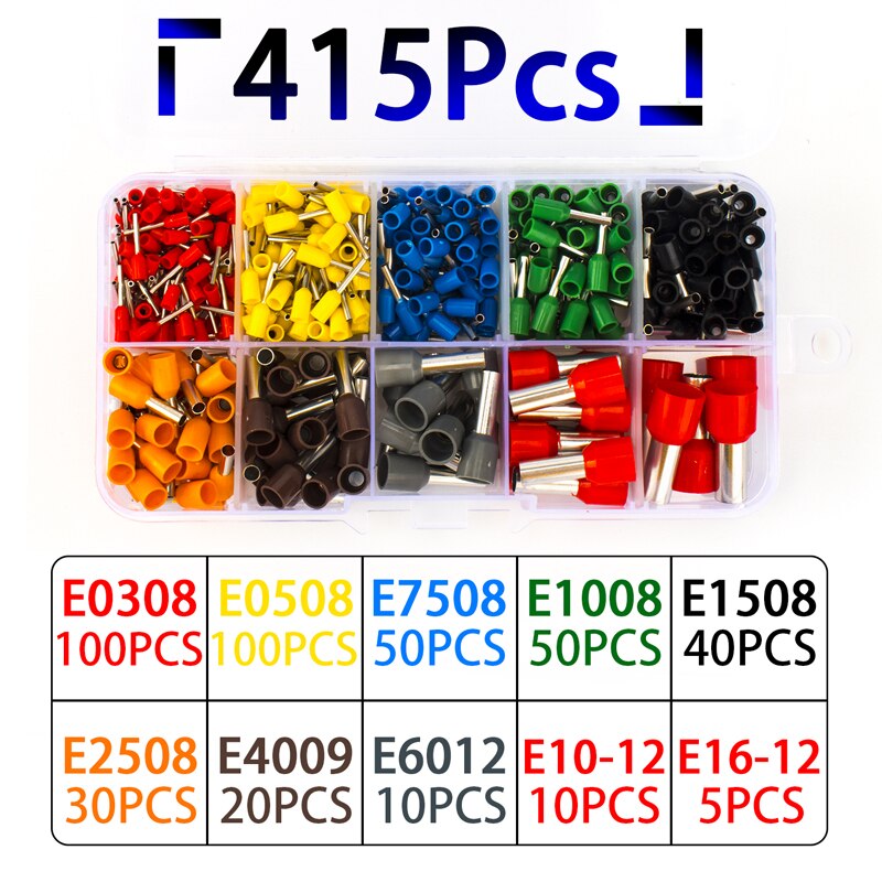 wire connect 400/415/750/900pcs-BOX Crimping tool Insulated connector Terminal Crimp Terminator cold pressed insulated terminal: 415PCS