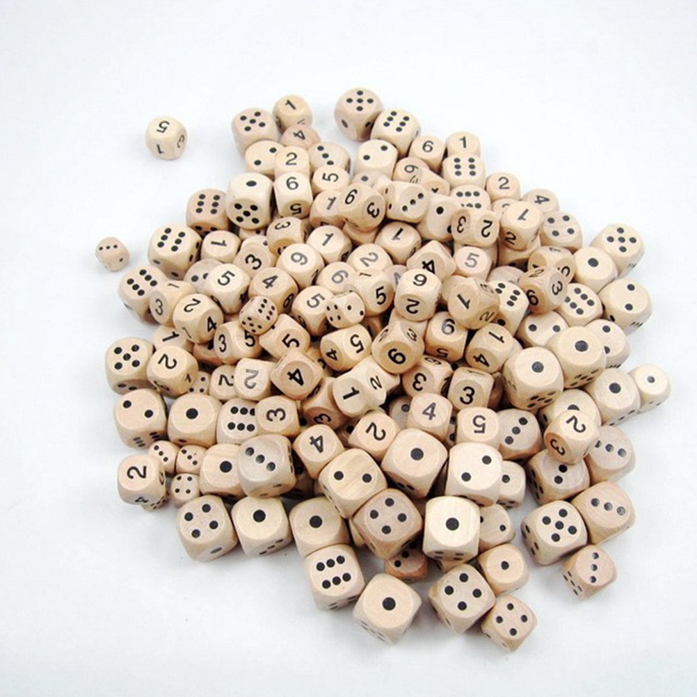 10pcs Dice 16mm Durable Six Sides Wooden Dice Yard Dices Sieve for Games Teaching