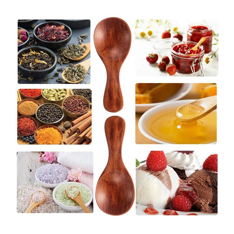 30 Pack Wooden Salt Spoon Mini Wood Spoon with Short Handle,Perfect for Jam,Condiments, Seasoning,Honey,Coffee,Tea